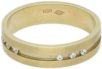 Złota obrączka płaska satynowa z cyrkoniami 585 – Elegancja i blask  Rozmiar 18.jpg